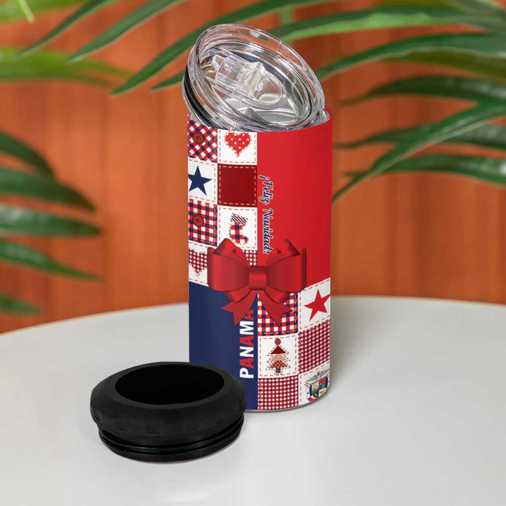 Panama Christmas Feliz Navidad 4 in 1 Can Cooler Tumbler Coquette Bow Style - Wonder Print Shop