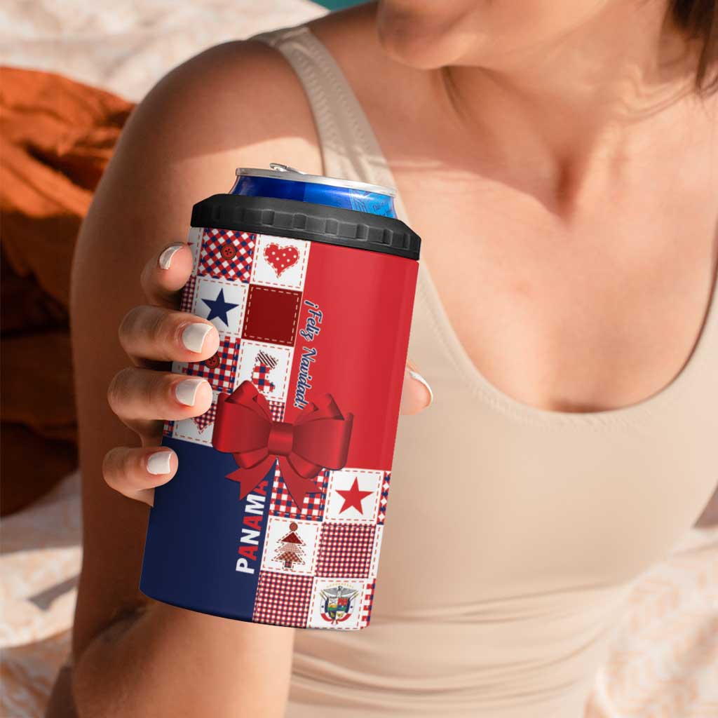 Panama Christmas Feliz Navidad 4 in 1 Can Cooler Tumbler Coquette Bow Style - Wonder Print Shop