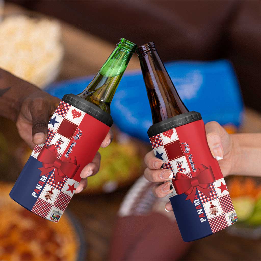 Panama Christmas Feliz Navidad 4 in 1 Can Cooler Tumbler Coquette Bow Style - Wonder Print Shop