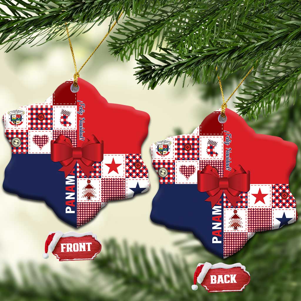 Panama Christmas Feliz Navidad Ceramic Ornament Coquette Bow Style - Wonder Print Shop