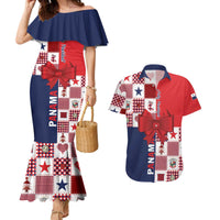 Panama Christmas Feliz Navidad Couples Matching Mermaid Dress and Hawaiian Shirt Coquette Bow Style - Wonder Print Shop