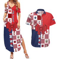 Panama Christmas Feliz Navidad Couples Matching Summer Maxi Dress and Hawaiian Shirt Coquette Bow Style - Wonder Print Shop