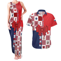 Panama Christmas Feliz Navidad Couples Matching Tank Maxi Dress and Hawaiian Shirt Coquette Bow Style - Wonder Print Shop