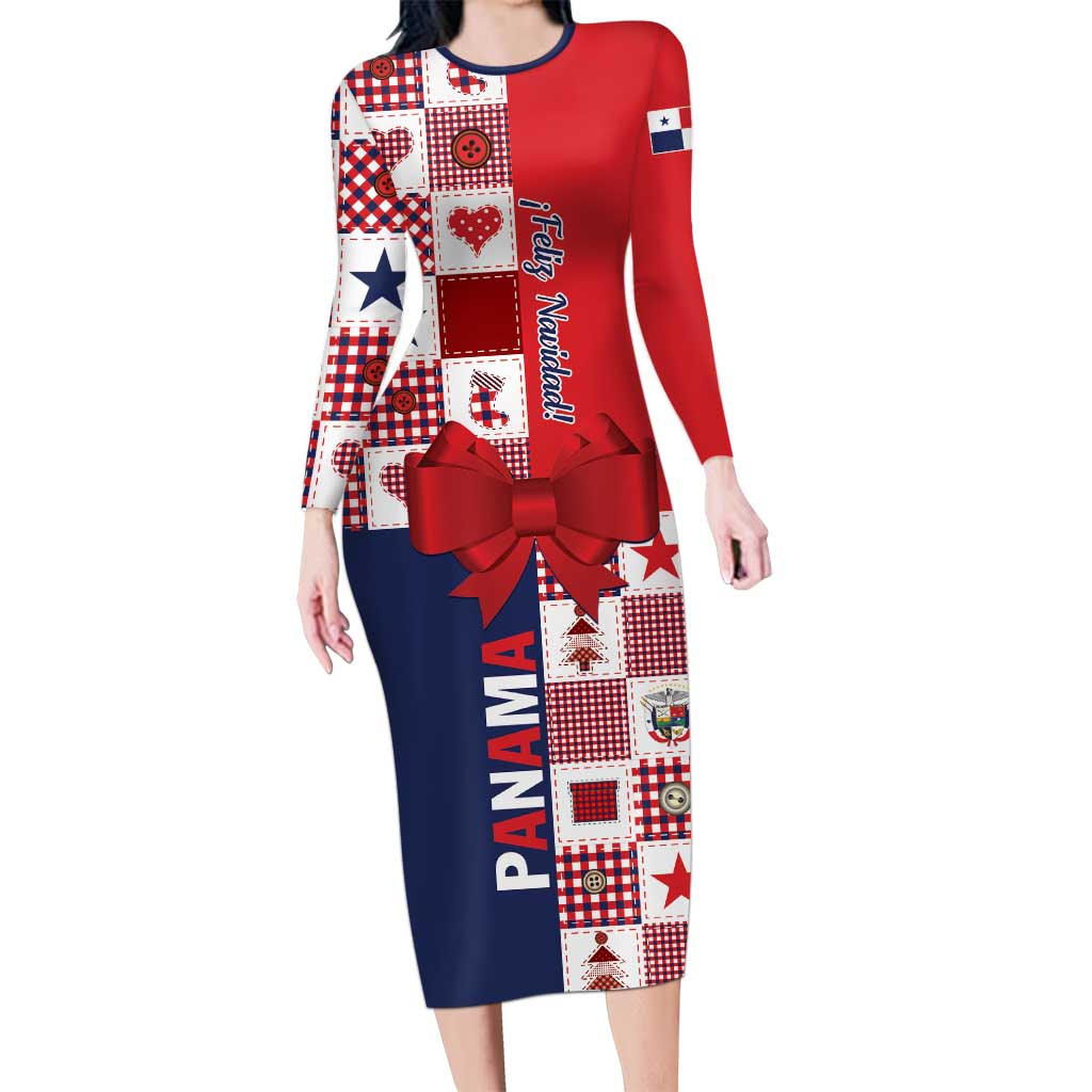 Panama Christmas Feliz Navidad Family Matching Long Sleeve Bodycon Dress and Hawaiian Shirt Coquette Bow Style - Wonder Print Shop