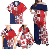 Panama Christmas Feliz Navidad Family Matching Off Shoulder Maxi Dress and Hawaiian Shirt Coquette Bow Style - Wonder Print Shop