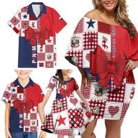Panama Christmas Feliz Navidad Family Matching Off Shoulder Short Dress and Hawaiian Shirt Coquette Bow Style - Wonder Print Shop