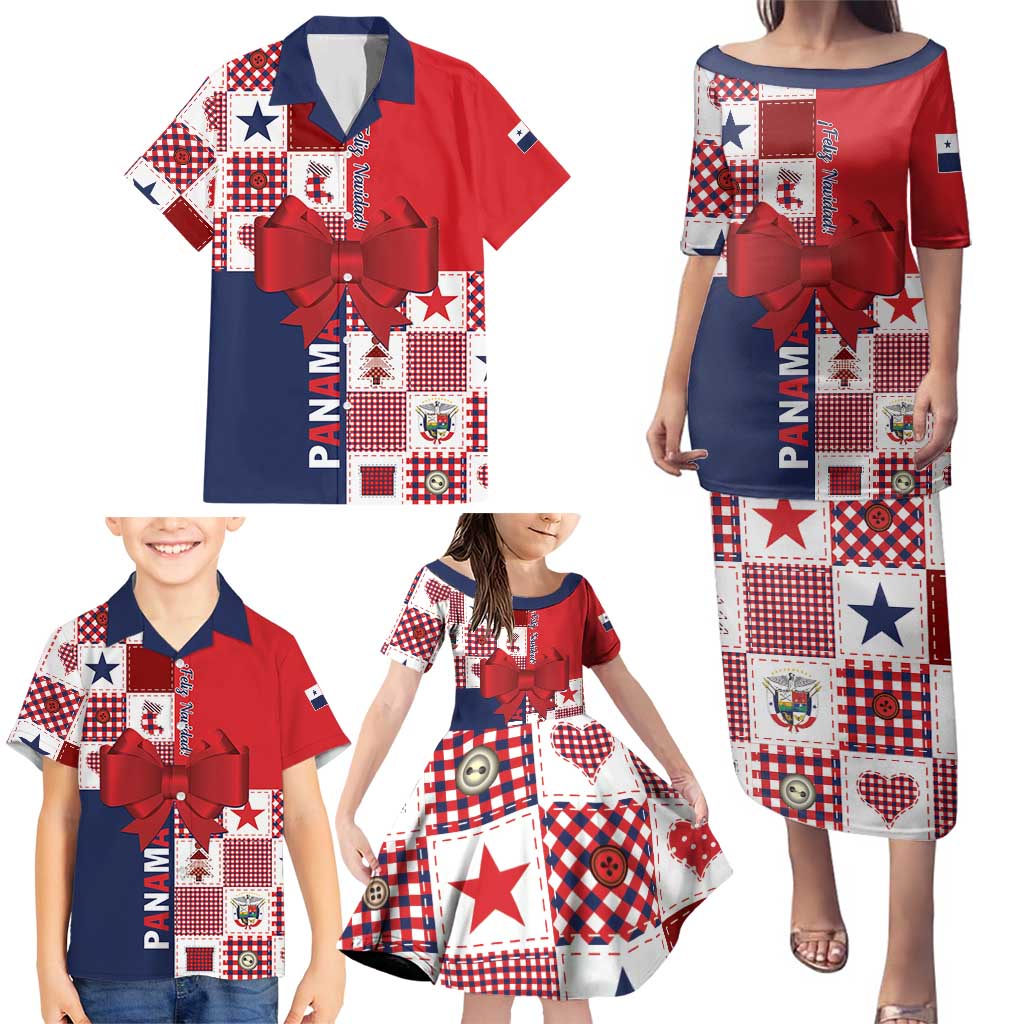 Panama Christmas Feliz Navidad Family Matching Puletasi and Hawaiian Shirt Coquette Bow Style - Wonder Print Shop