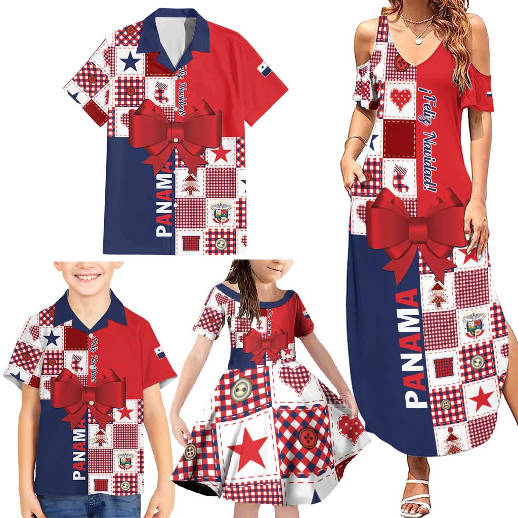 Panama Christmas Feliz Navidad Family Matching Summer Maxi Dress and Hawaiian Shirt Coquette Bow Style - Wonder Print Shop