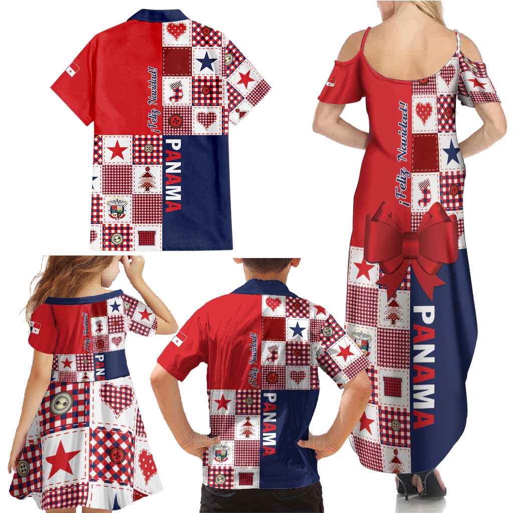 Panama Christmas Feliz Navidad Family Matching Summer Maxi Dress and Hawaiian Shirt Coquette Bow Style - Wonder Print Shop