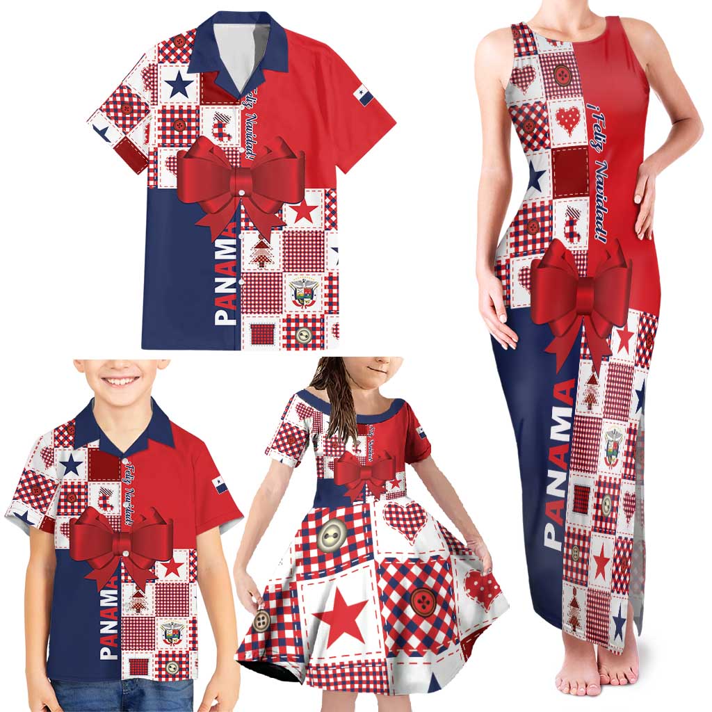 Panama Christmas Feliz Navidad Family Matching Tank Maxi Dress and Hawaiian Shirt Coquette Bow Style - Wonder Print Shop