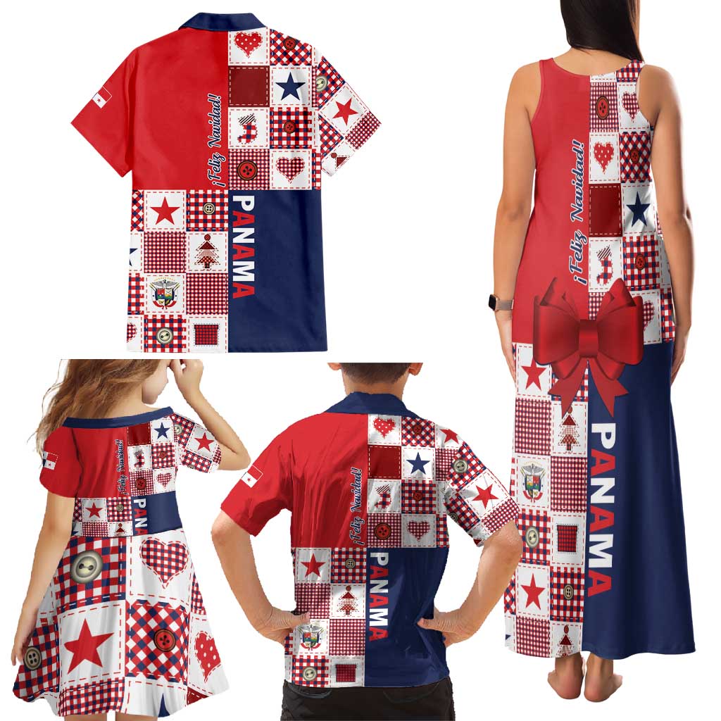 Panama Christmas Feliz Navidad Family Matching Tank Maxi Dress and Hawaiian Shirt Coquette Bow Style - Wonder Print Shop