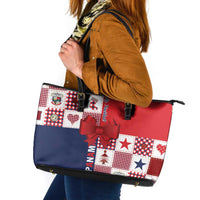 Panama Christmas Feliz Navidad Leather Tote Bag Coquette Bow Style - Wonder Print Shop