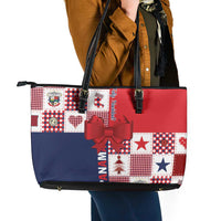 Panama Christmas Feliz Navidad Leather Tote Bag Coquette Bow Style - Wonder Print Shop