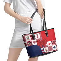 Panama Christmas Feliz Navidad Leather Tote Bag Coquette Bow Style - Wonder Print Shop