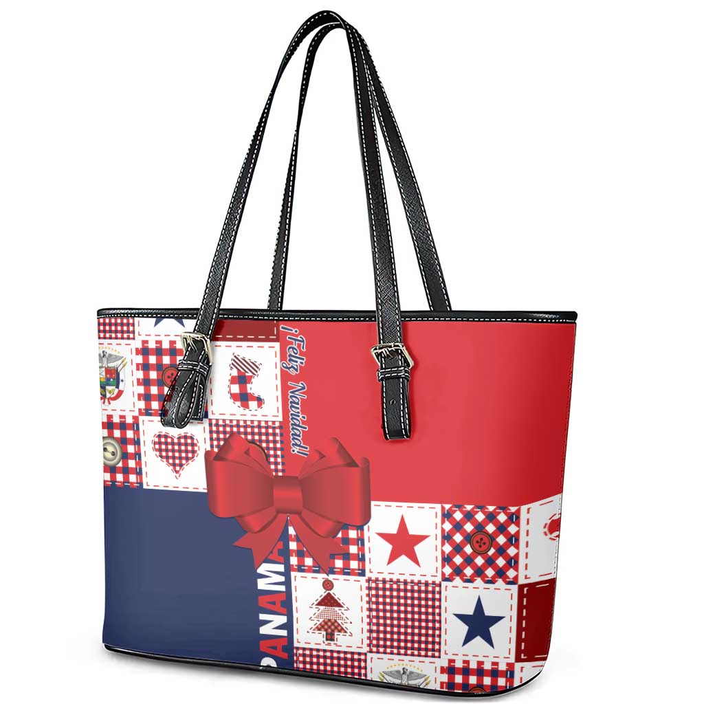 Panama Christmas Feliz Navidad Leather Tote Bag Coquette Bow Style - Wonder Print Shop