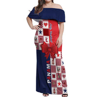Panama Christmas Feliz Navidad Off Shoulder Maxi Dress Coquette Bow Style - Wonder Print Shop