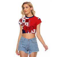 Panama Christmas Feliz Navidad Raglan Cropped T Shirt Coquette Bow Style - Wonder Print Shop