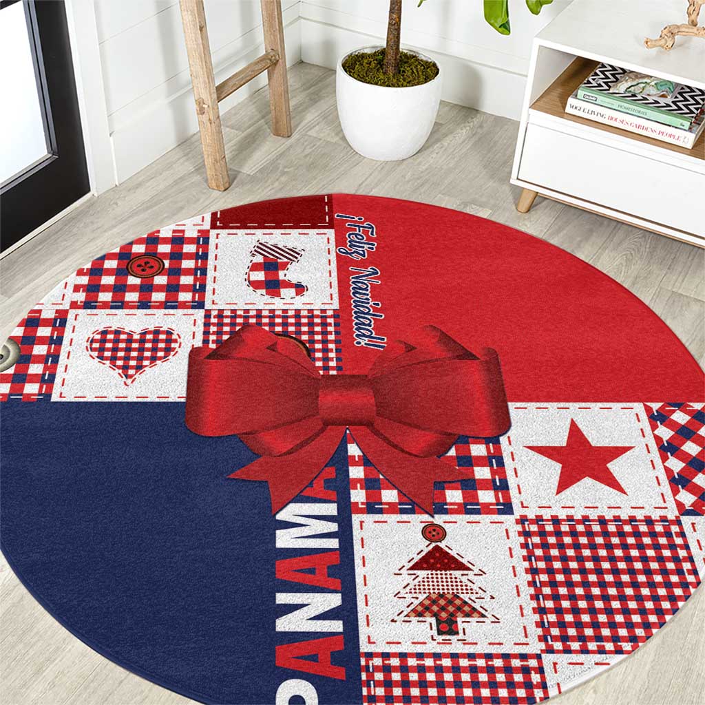 Panama Christmas Feliz Navidad Round Carpet Coquette Bow Style