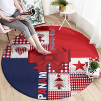 Panama Christmas Feliz Navidad Round Carpet Coquette Bow Style