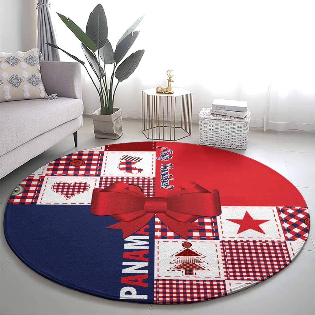 Panama Christmas Feliz Navidad Round Carpet Coquette Bow Style