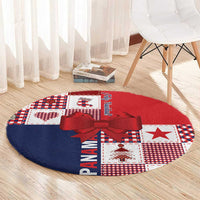 Panama Christmas Feliz Navidad Round Carpet Coquette Bow Style