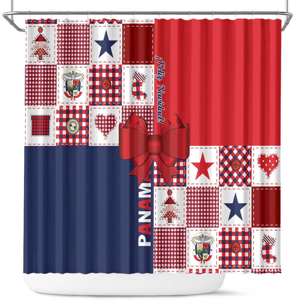 Panama Christmas Feliz Navidad Shower Curtain Coquette Bow Style