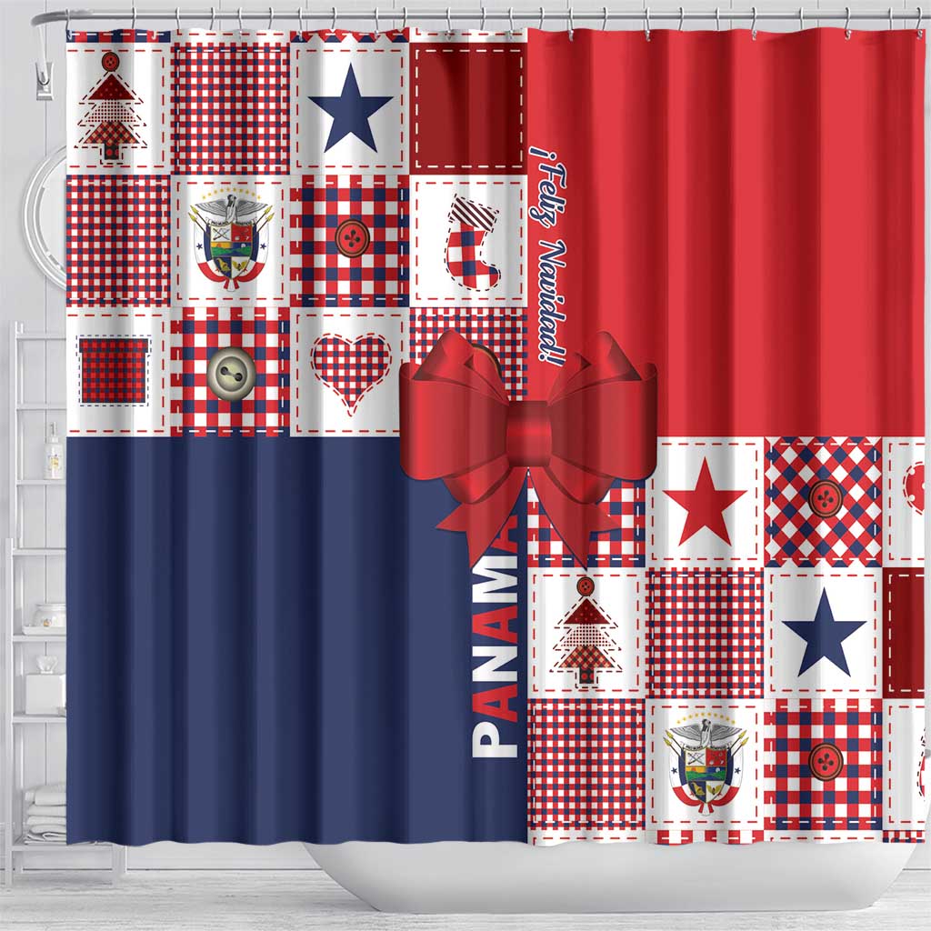 Panama Christmas Feliz Navidad Shower Curtain Coquette Bow Style