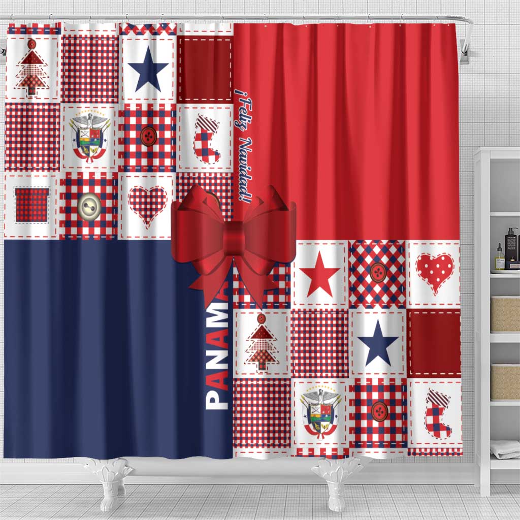 Panama Christmas Feliz Navidad Shower Curtain Coquette Bow Style