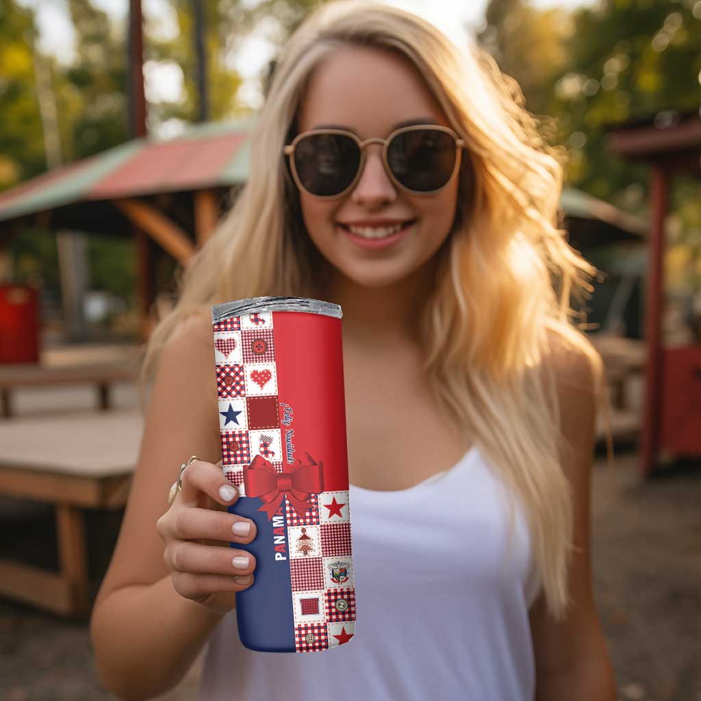 Panama Christmas Feliz Navidad Skinny Tumbler Coquette Bow Style - Wonder Print Shop