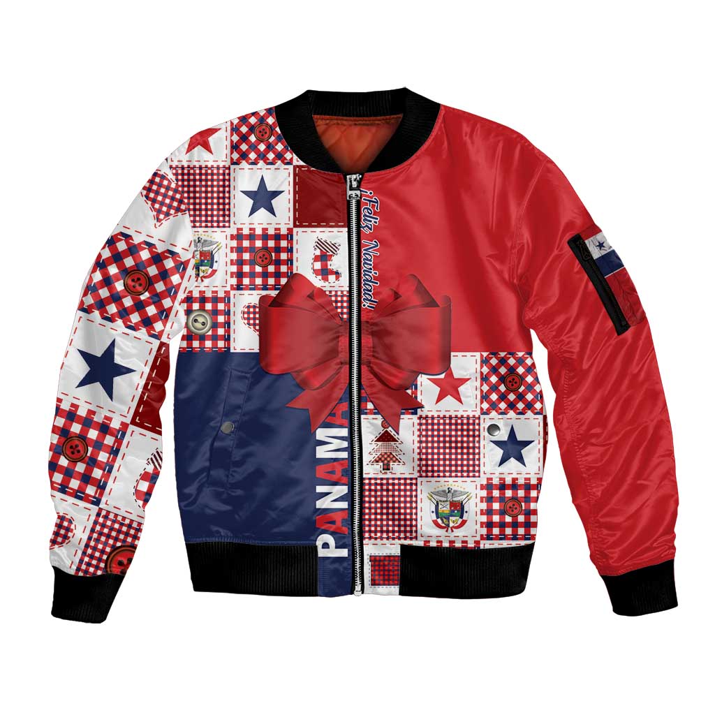 Panama Christmas Feliz Navidad Sleeve Zip Bomber Jacket Coquette Bow Style - Wonder Print Shop