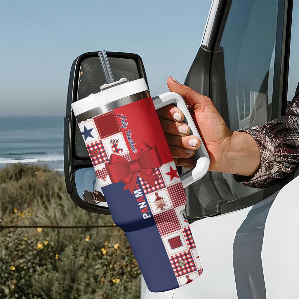 Panama Christmas Feliz Navidad Tumbler With Handle Coquette Bow Style - Wonder Print Shop