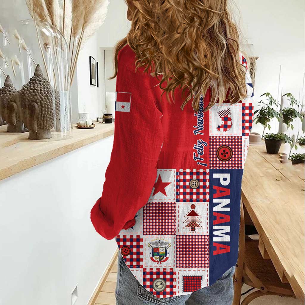 Panama Christmas Feliz Navidad Women Casual Shirt Coquette Bow Style - Wonder Print Shop