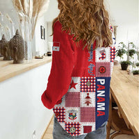 Panama Christmas Feliz Navidad Women Casual Shirt Coquette Bow Style - Wonder Print Shop