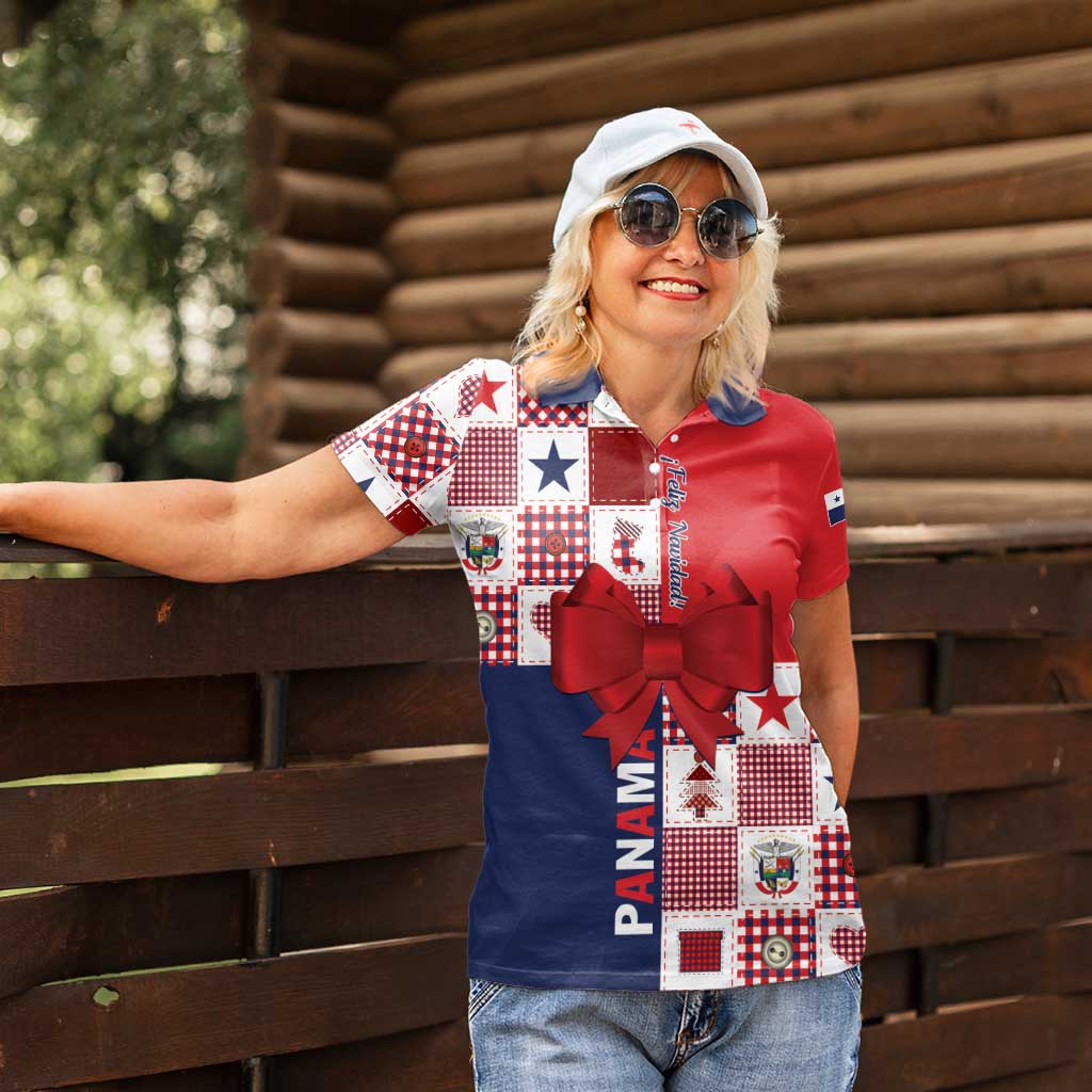 Panama Christmas Feliz Navidad Women Polo Shirt Coquette Bow Style - Wonder Print Shop
