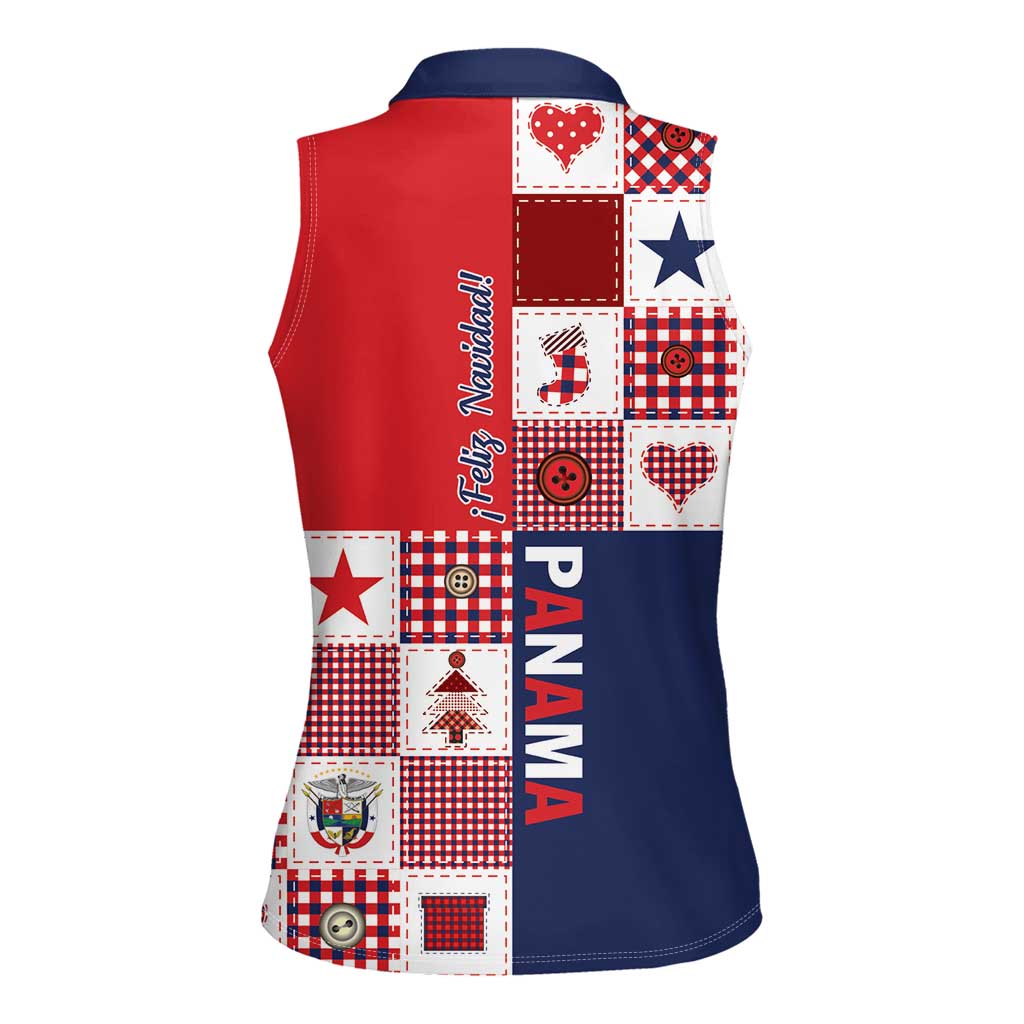 Panama Christmas Feliz Navidad Women Sleeveless Polo Shirt Coquette Bow Style - Wonder Print Shop