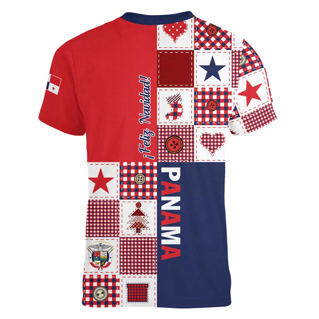 Panama Christmas Feliz Navidad Women V-Neck T-Shirt Coquette Bow Style - Wonder Print Shop