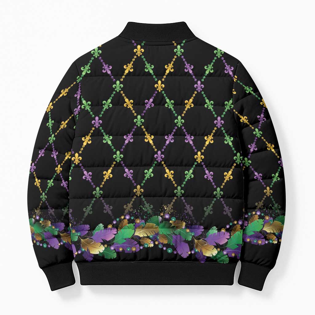 Mardi Gras King Bomber Puffer Jacket Let the Good Times Roll - Wonder Print Shop