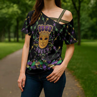 Mardi Gras King Cross Shoulder Shirt Let the Good Times Roll - Wonder Print Shop