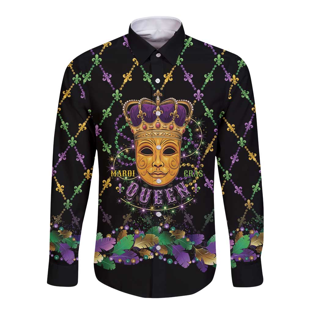 Mardi Gras King Long Sleeve Button Shirt Let the Good Times Roll - Wonder Print Shop