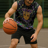Mardi Gras King Sleeveless Hoodie Let the Good Times Roll - Wonder Print Shop