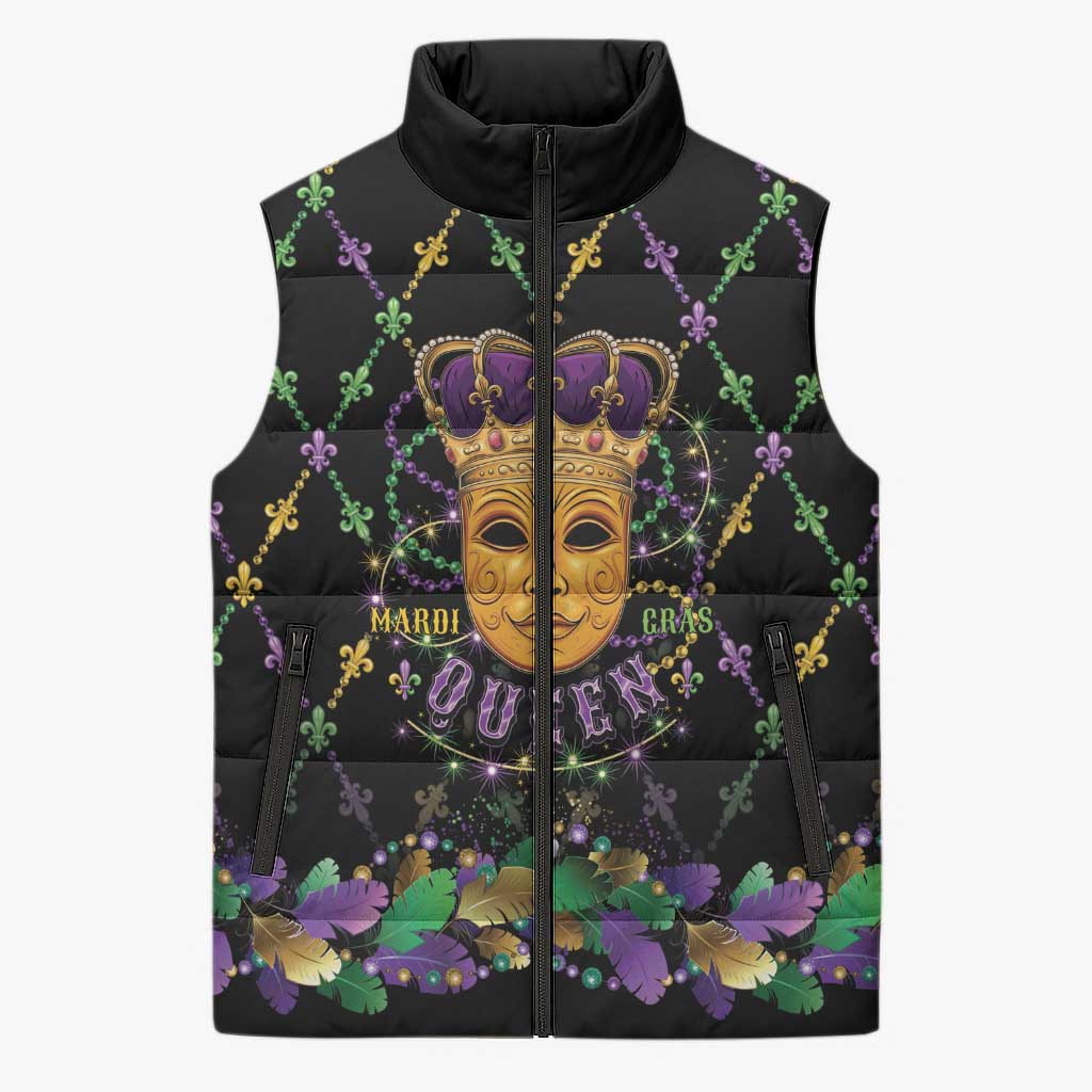 Mardi Gras King Sleeveless Puffer Jacket Let the Good Times Roll - Wonder Print Shop