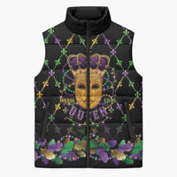 Mardi Gras King Sleeveless Puffer Jacket Let the Good Times Roll - Wonder Print Shop