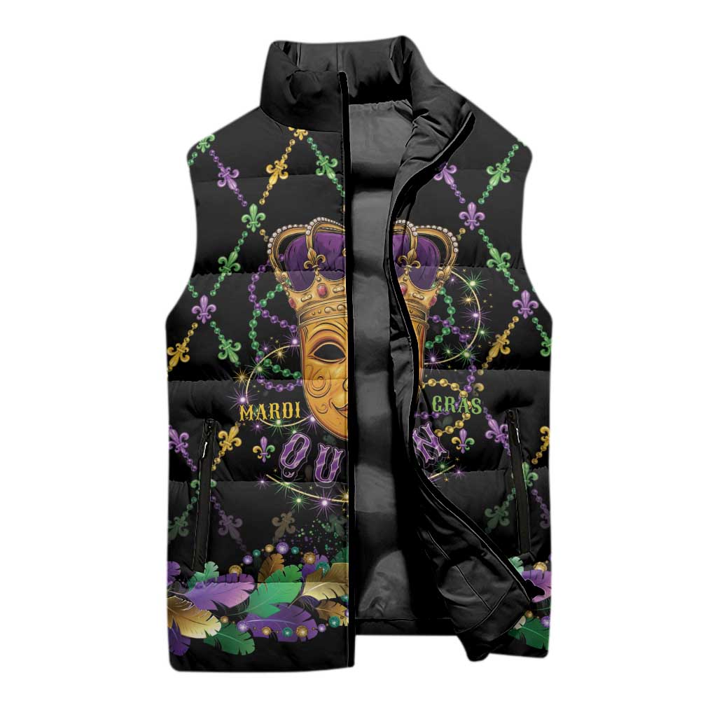 Mardi Gras King Sleeveless Puffer Jacket Let the Good Times Roll - Wonder Print Shop