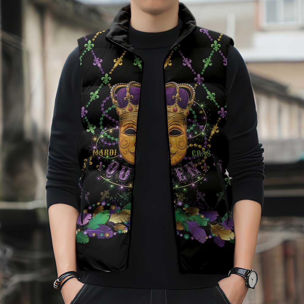 Mardi Gras King Sleeveless Puffer Jacket Let the Good Times Roll - Wonder Print Shop