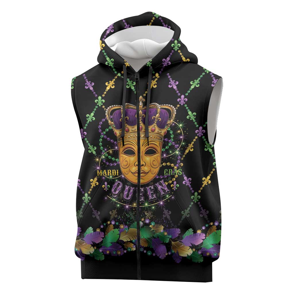 Mardi Gras King Sleeveless Zip Hoodie Let the Good Times Roll - Wonder Print Shop
