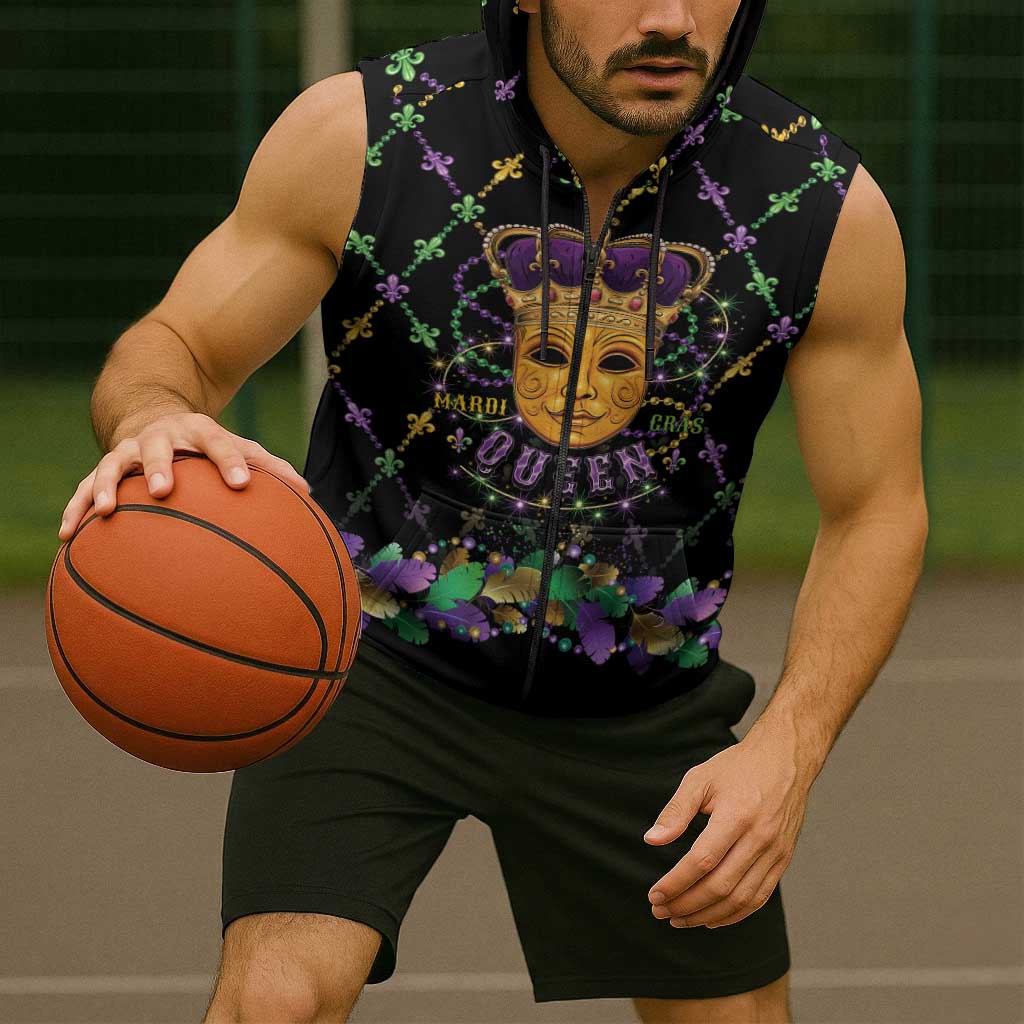 Mardi Gras King Sleeveless Zip Hoodie Let the Good Times Roll - Wonder Print Shop