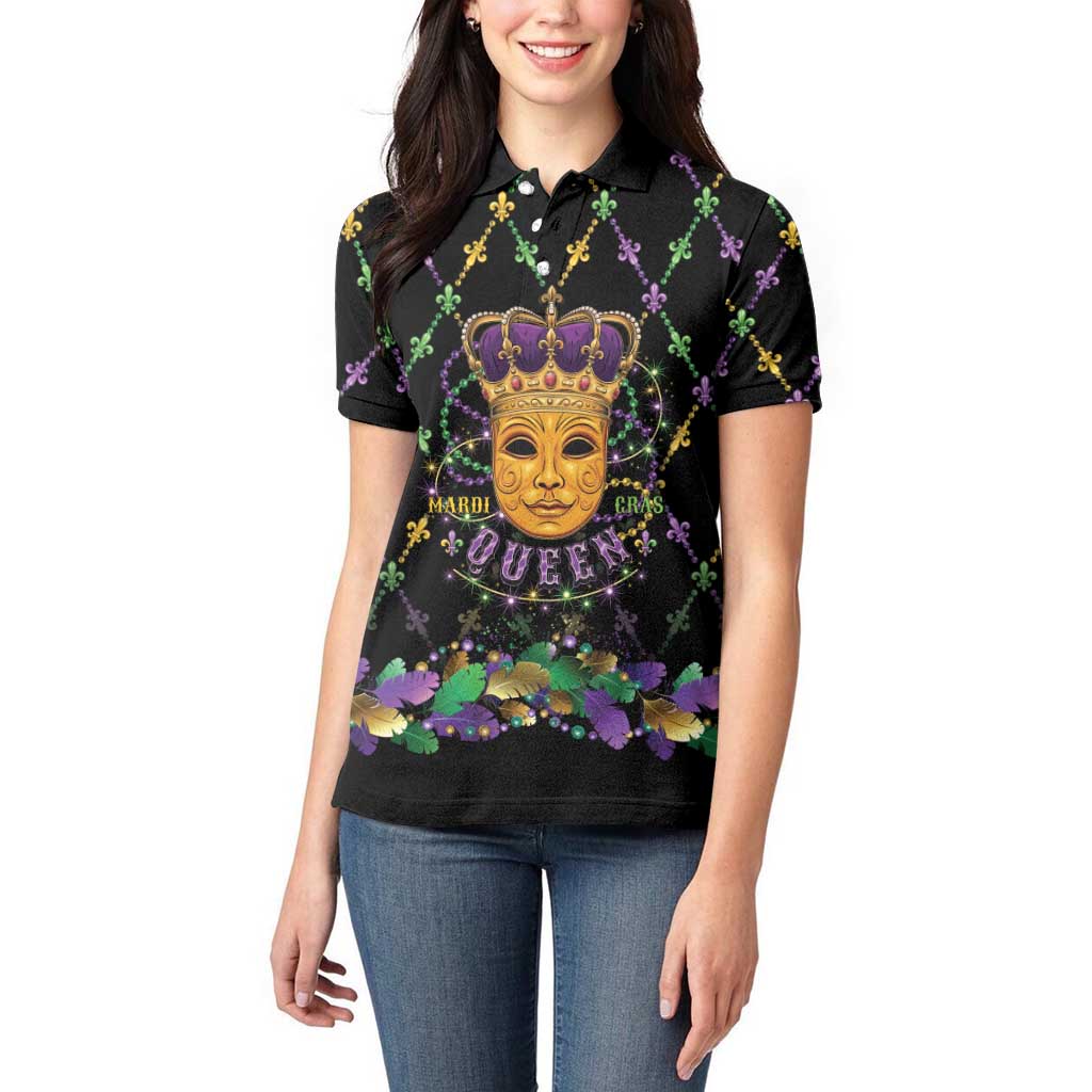 Mardi Gras King Women Polo Shirt Let the Good Times Roll - Wonder Print Shop