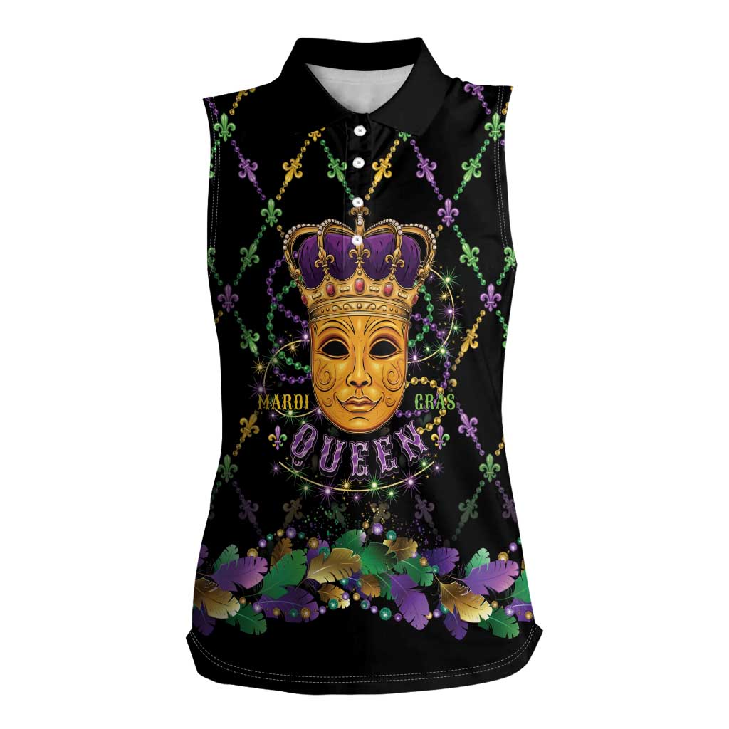Mardi Gras King Women Sleeveless Polo Shirt Let the Good Times Roll - Wonder Print Shop