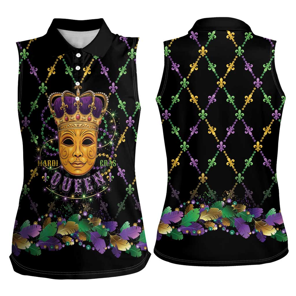Mardi Gras King Women Sleeveless Polo Shirt Let the Good Times Roll - Wonder Print Shop