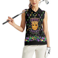 Mardi Gras King Women Sleeveless Polo Shirt Let the Good Times Roll - Wonder Print Shop